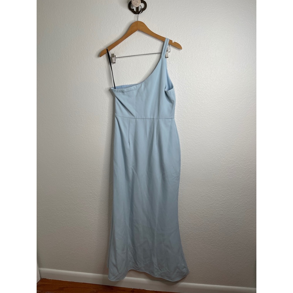 Laundry by Shelli Segal Light Blue‎ One Shoulder Maxi Gown Side Slit Size 10 - Picture 7 of 7